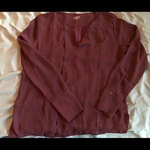 Ann Taylor loft maroon red dress shirt